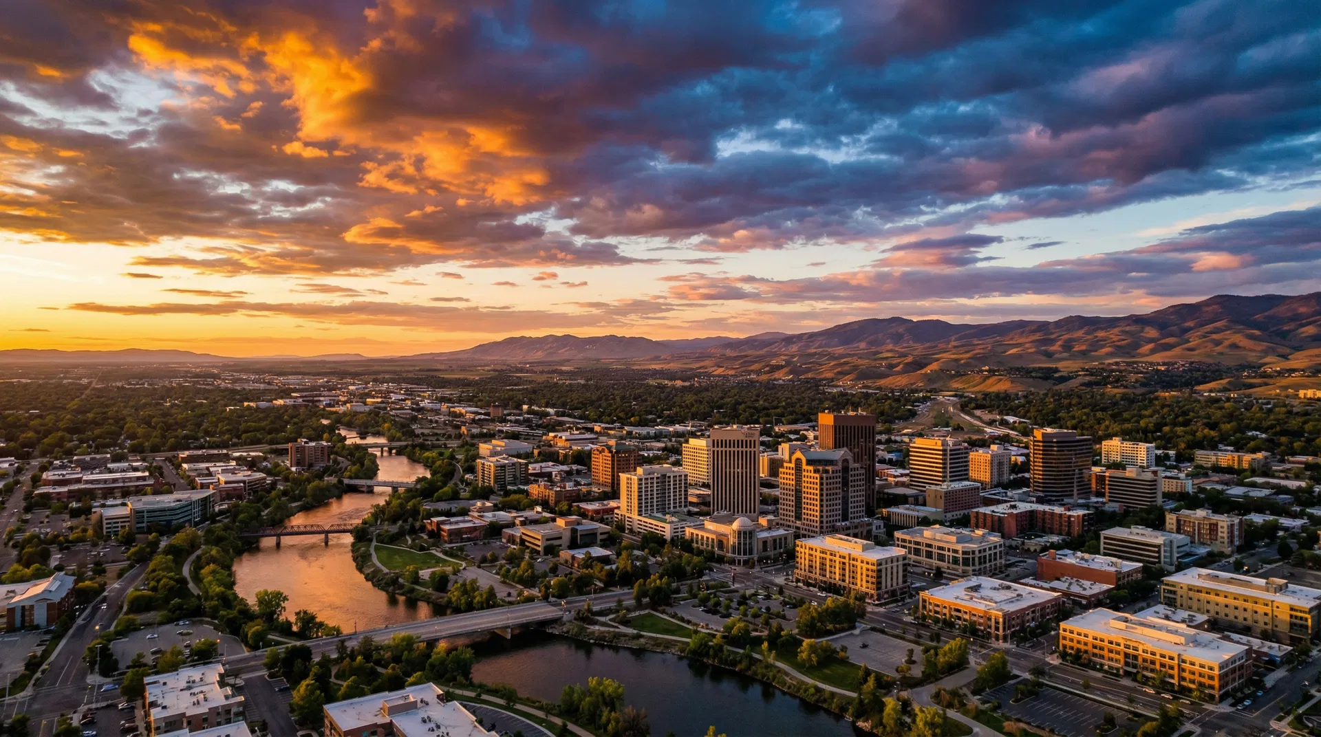 Treasure Valley Idaho — Boise skyline and foothills, 40 minutes from Majestic Mountain Ranch